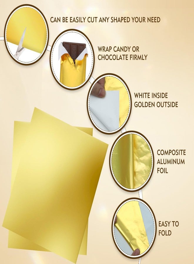 HRXMS Chocolate Bar Wrappers 120pcs - 6x7.5 Inch Gold Foil Paper with Thick Backing | Premium Candy Wrappers for Homemade Chocolate Bars, Candies, Holiday Gifts | Reusable Food-Grade Packaging - Image 3