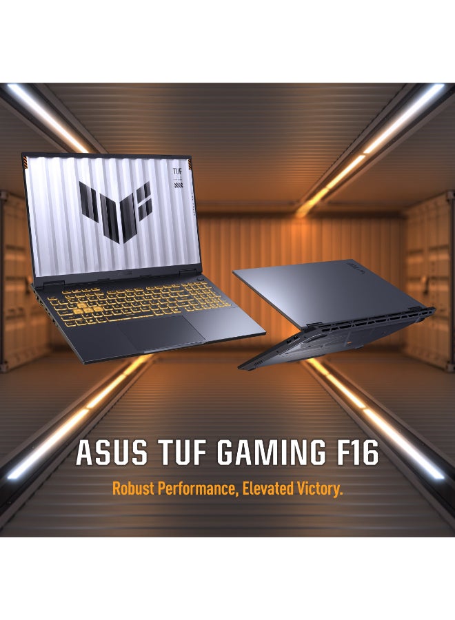 TUF F16 Gaming Laptop, Intel Core i7 14650HX Processor, 16 GB RAM, 1TB SSD, 8 GB Nvidia RTX 5050 Graphics, 16" FHD+ 165Hz Display, Windows 11 Home, Backlit Chiclet 1-Zone R GB English & Arabic Keyboard, Jaeger Gray, 1 Year Warranty | FX608JHR-RV001W Jaeger Grey