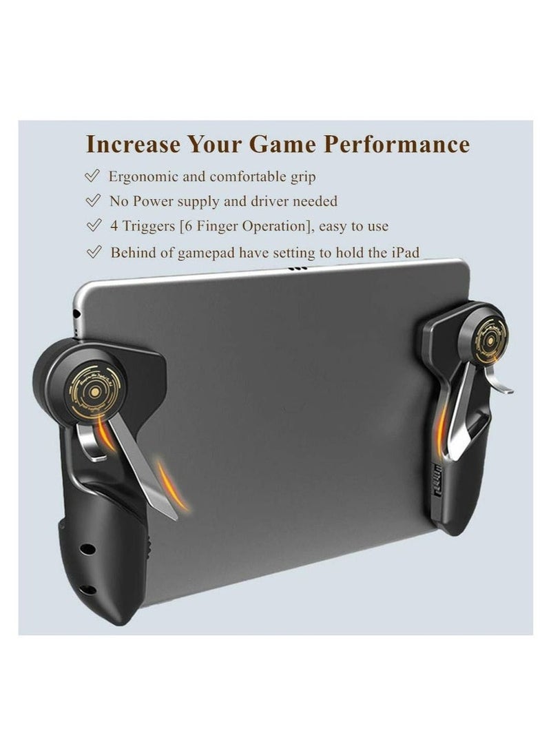 ELTRAZONE Joystick PUBG Controller for Tablet – 4 Triggers [6 Finger Operation] Sensitive Shoot Aim Trigger Gamepad Grip for iPad & Tablets (10-12.9 inch, Thickness < 10mm) | Black, Enhanced Precision for Gaming, Supports PUBG, Fortnite, and More  - Image 3