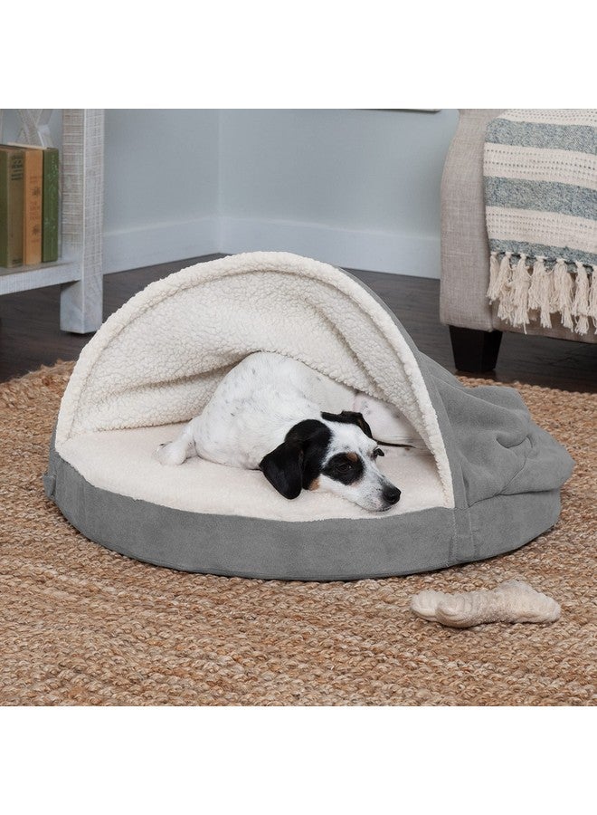 Furhaven 26" Round Orthopedic Dog Bed For Medium/Small Dogs W/ Removable Washable Cover, For Dogs Up To 30 Lbs  Sherpa & Suede Snuggery  Gray, 26Inch - Image 3