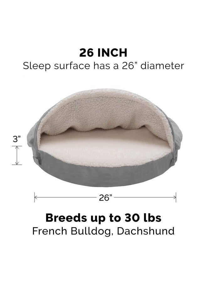 Furhaven 26" Round Orthopedic Dog Bed For Medium/Small Dogs W/ Removable Washable Cover, For Dogs Up To 30 Lbs  Sherpa & Suede Snuggery  Gray, 26Inch - Image 2