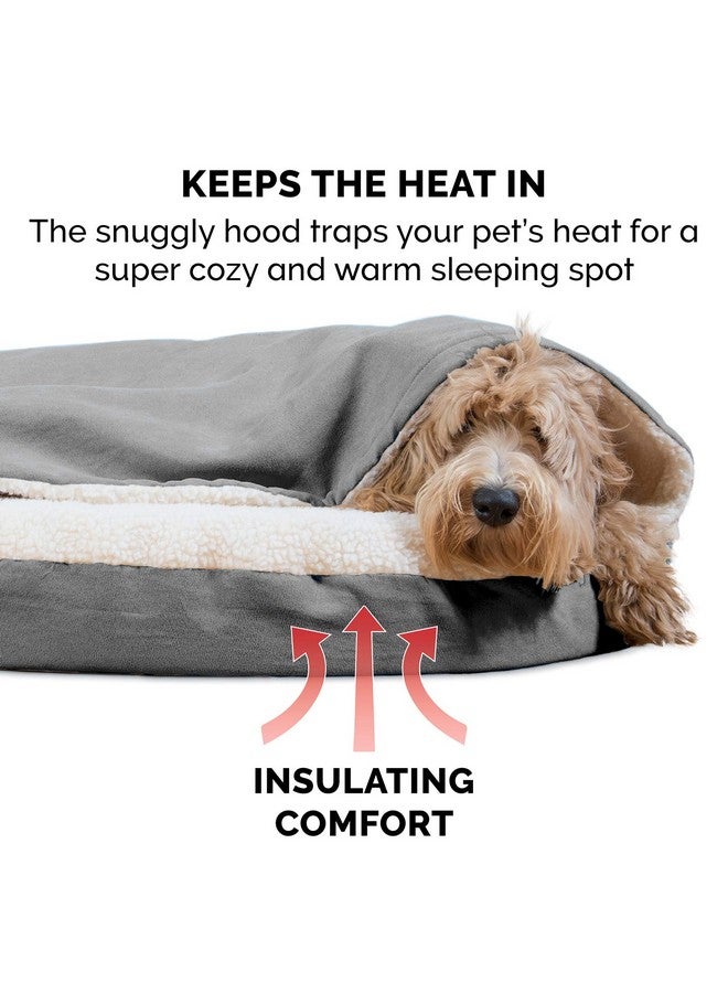 Furhaven 26" Round Orthopedic Dog Bed For Medium/Small Dogs W/ Removable Washable Cover, For Dogs Up To 30 Lbs  Sherpa & Suede Snuggery  Gray, 26Inch - Image 5