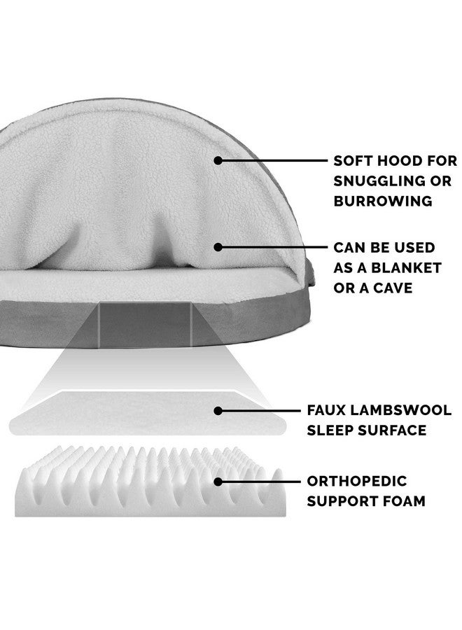 Furhaven 26" Round Orthopedic Dog Bed For Medium/Small Dogs W/ Removable Washable Cover, For Dogs Up To 30 Lbs  Sherpa & Suede Snuggery  Gray, 26Inch - Image 4