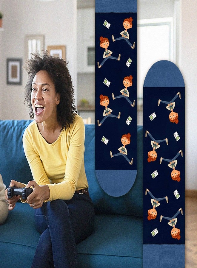 جوارب ألعاب مضحكة من أغريموني للرجال والنساء والمراهقين - جوارب مرحة بتصميم "ممنوع الإزعاج"، هدية مثالية لأعياد الفصح، عيد الأب، عيد الحب، الكريسماس، وأعياد الميلاد - أزرق - Image 4