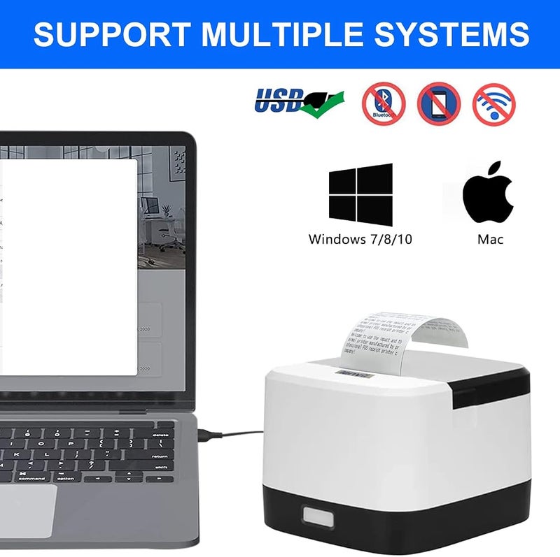 LENVII 58MM Thermal Receipt Printer 2 inch POS Thermal Printers with USB Ports,90mm/sec high-Speed Printing,Compatible with ESC/POS Print use for Windows/MAC, Retailer/Billing Invoice Printer - Image 2