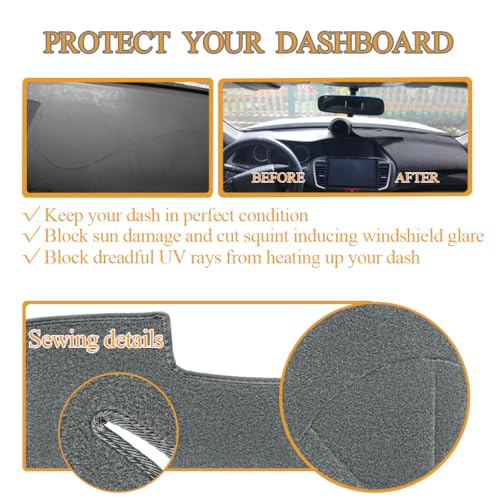 Yiz Dashboard Cover Dash Cover Mat Pad Custom Fit for Dodge Ram 1500 2500 3500 1998 1999 2000 2001 (98-01DarkGray) Y21 - Image 4