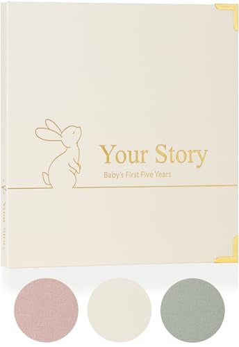 Olive & Lark Baby Book Keepsake Boy or Girl Timeless Baby Memory Book First 5 Years for Baby Shower Gender Neutral Baby Scrapbook New Mom Gift Baby Journal from Birth to Age 5 Milestone Book Beige - Image 1