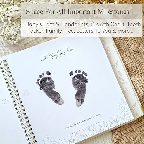 Olive & Lark Baby Book Keepsake Boy or Girl Timeless Baby Memory Book First 5 Years for Baby Shower Gender Neutral Baby Scrapbook New Mom Gift Baby Journal from Birth to Age 5 Milestone Book Beige - Image 3