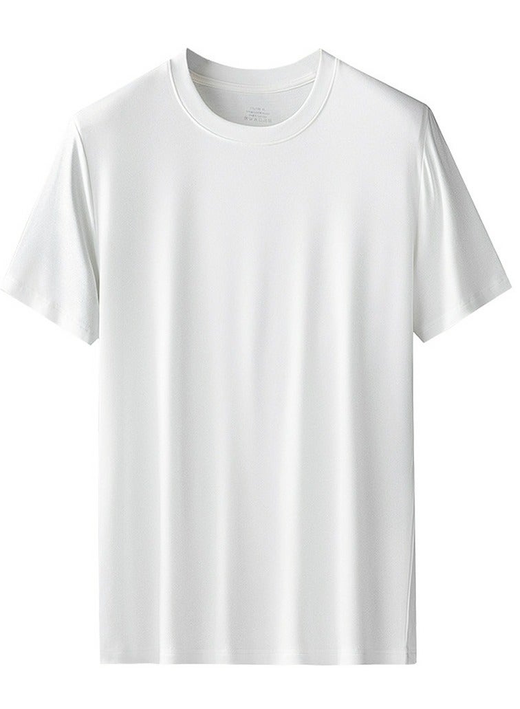 Loquat Men's Solid Color Classic Short Sleeve Crew Neck T-Shirt White 