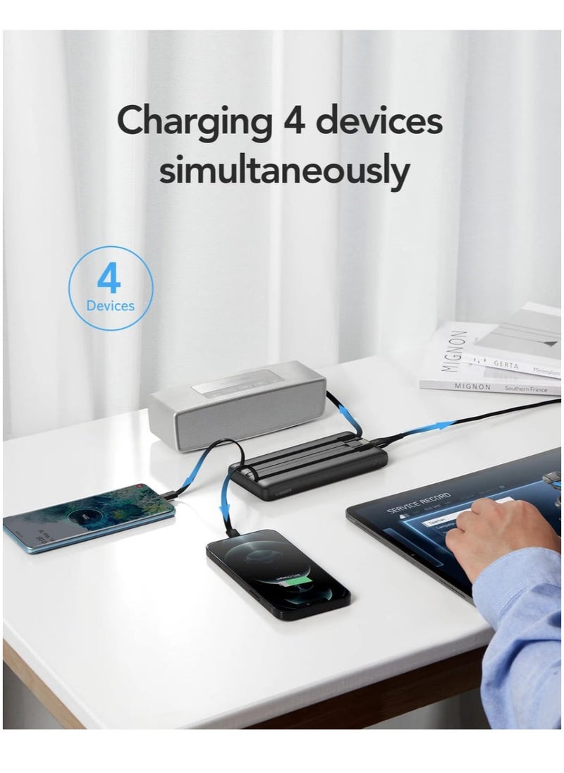 VEGER Power Bank 20000mAh and Built-in 4 Cables Compatible with all Devices Black  - Image 4