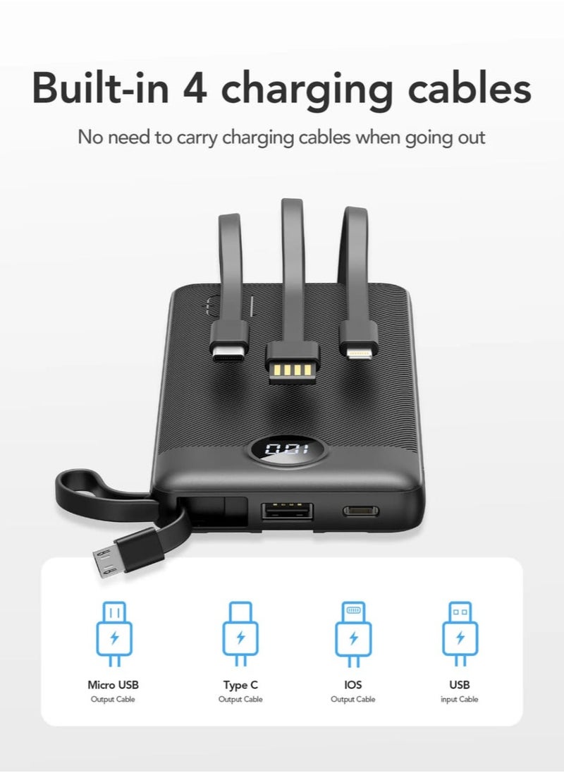 VEGER Power Bank 20000mAh and Built-in 4 Cables Compatible with all Devices Black  - Image 2