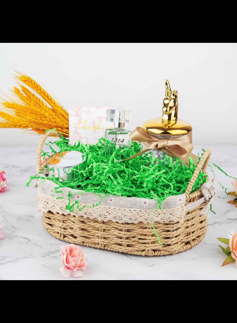 حرفي ورق قطع التجاعيد، أجاد التعبئة العشب، وسادة ورقة غاسل لحفل زفاف عيد ميلاد وصيفه الشرف المشاركة علب الهدايا الحرفية أكياس سلة حشو الديكور، 100 جرام، أخضر - Image 4