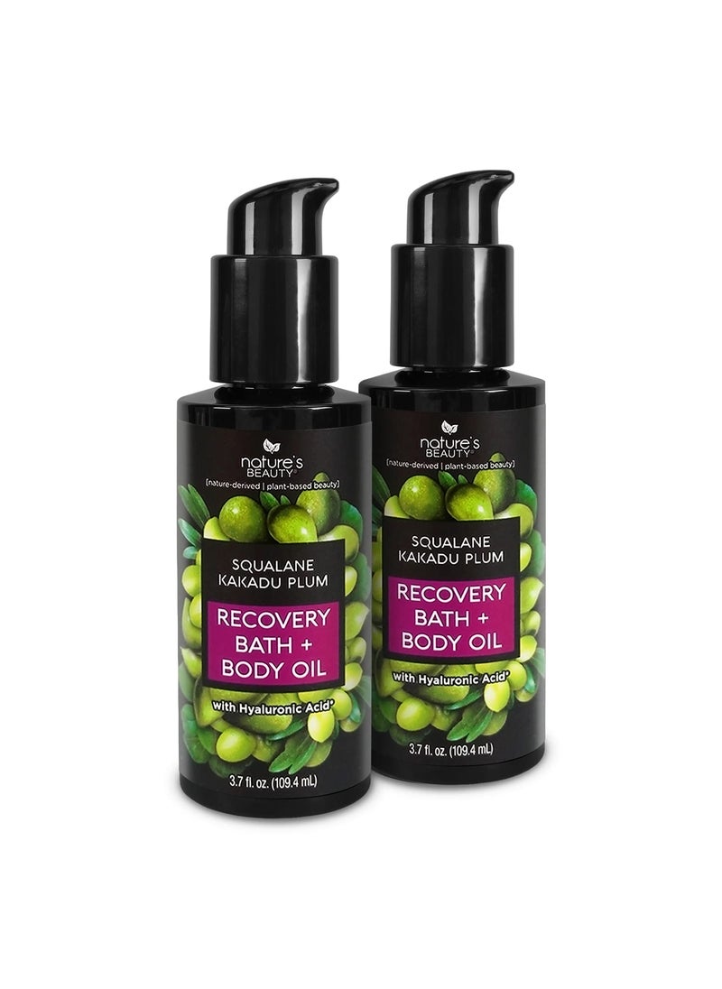 Nature's Beauty - Nature's Beauty Squalane Kakadu Plum Recovery Bath + Body Oil Multi-Pack - Restore & Nourish your Skin, Quick-Absorbing, Made w/ Hyaluronic Acid + Vitamin C + Almond Oil, 3.7 fl oz (2 Pack) - Image 1