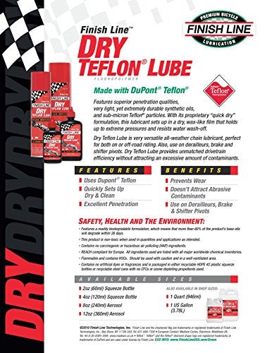 Finish Line Dry Bike Lubricant with Teflon Squeeze Bottle, 8 Ounce Aerosol - Image 2