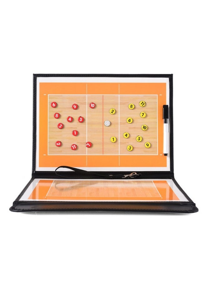Pure Vie - Vie Foldable Volleyball Coaching Board Volleyball Coaches Tactical Magnetic Clipboard Strategy Blackboard With Player Markers, Erase, Pen - Volleyball Sporting Gift Training Assistant Equipment - Image 1