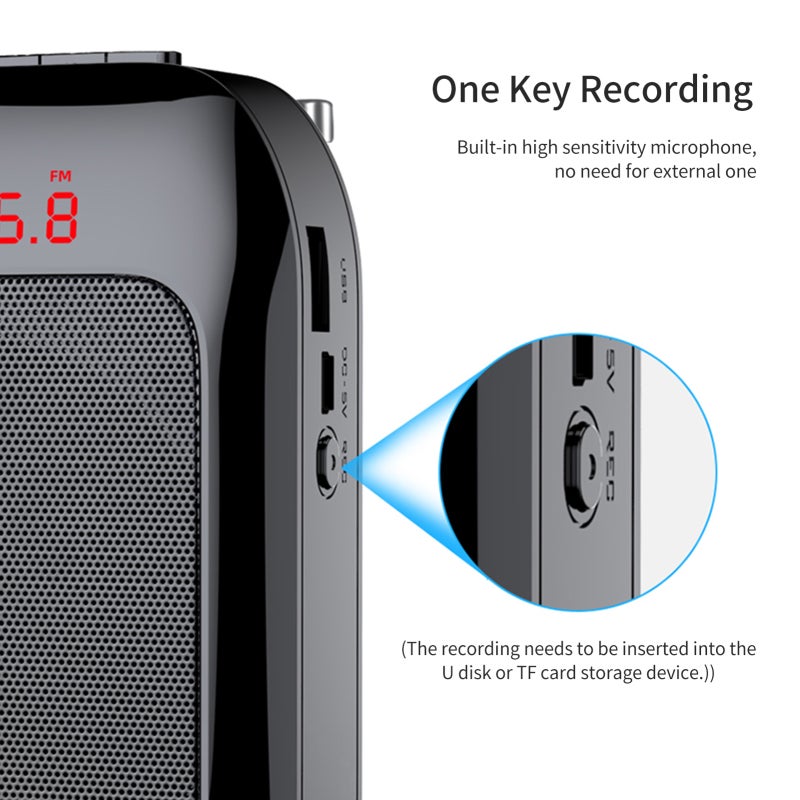 Voice Amplifier: 15W Power, 2400mAh Battery, Intelligent Noise Reduction Portable Microphone - Compact Design, Multi-Functional Personal Voice Amplifier for Teachers, Tour Guides, Conference Hosts - Image 3
