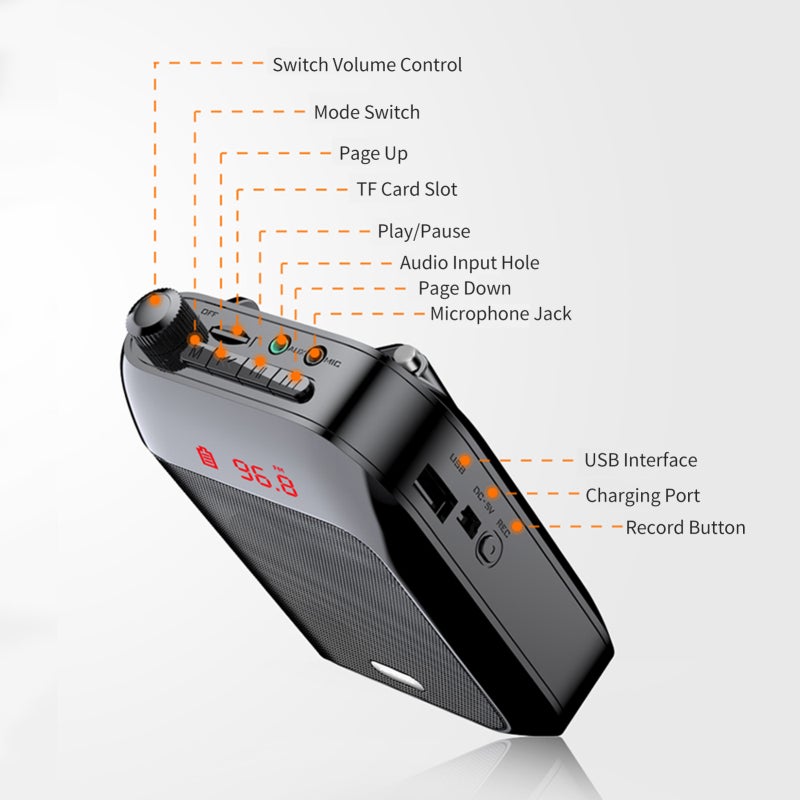 Voice Amplifier: 15W Power, 2400mAh Battery, Intelligent Noise Reduction Portable Microphone - Compact Design, Multi-Functional Personal Voice Amplifier for Teachers, Tour Guides, Conference Hosts - Image 2