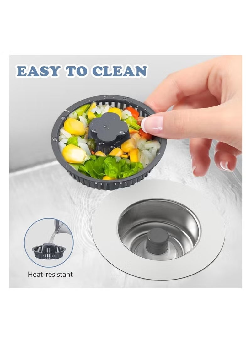 PINKSAMA 3 in 1 Kitchen Sink Drain Strainer and Stopper Kit, SUS304 Stainless Steel Pop-up Kitchen Drain Stopper with Strainer Basket, Fast Drainage Kitchen Sink Plug for Standard 3-1/2 Inch Drain - Image 3