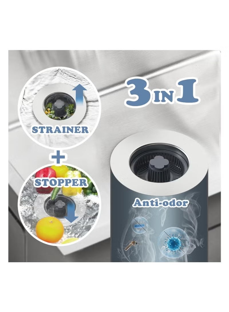 PINKSAMA 3 in 1 Kitchen Sink Drain Strainer and Stopper Kit, SUS304 Stainless Steel Pop-up Kitchen Drain Stopper with Strainer Basket, Fast Drainage Kitchen Sink Plug for Standard 3-1/2 Inch Drain - Image 4