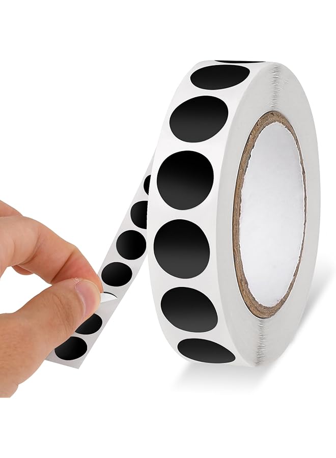 إيروريكس 1000 قطعة من الملصقات الدائرية السوداء مقاس 0.5 بوصة، ملصقات دائرية مقاومة للماء، ملصقات بنقاط سوداء، ملصقات ترميز الألوان للمكتب والمتجر والمنزل والفصول الدراسية - Image 1