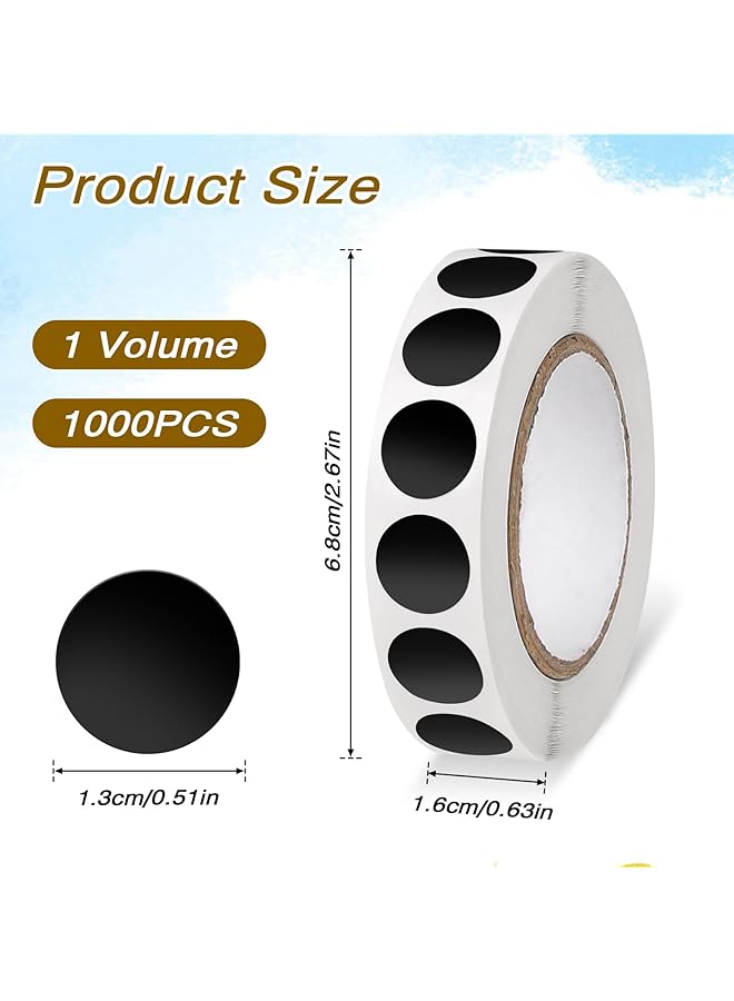 إيروريكس 1000 قطعة من الملصقات الدائرية السوداء مقاس 0.5 بوصة، ملصقات دائرية مقاومة للماء، ملصقات بنقاط سوداء، ملصقات ترميز الألوان للمكتب والمتجر والمنزل والفصول الدراسية - Image 5