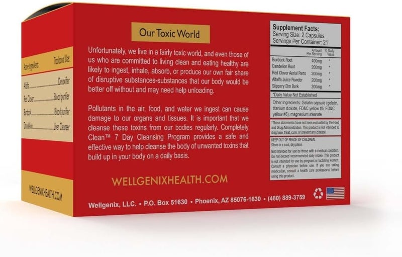 Wellgenix Omni Completely Clean  7 Day Toxin Cleanse  Complete Body Detoxifying Support Pills  Flush Out Toxins  Waste 42 Capsules - Image 2