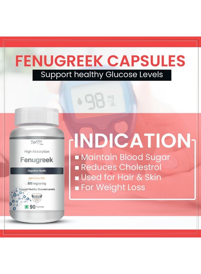 Vokin Biotech Fenugreek Seed Extract Supplement 500mg, Silymarin Extract 300mg Support Healthy Glucose Levels,90 capsules (Pack of 1) - Image 4