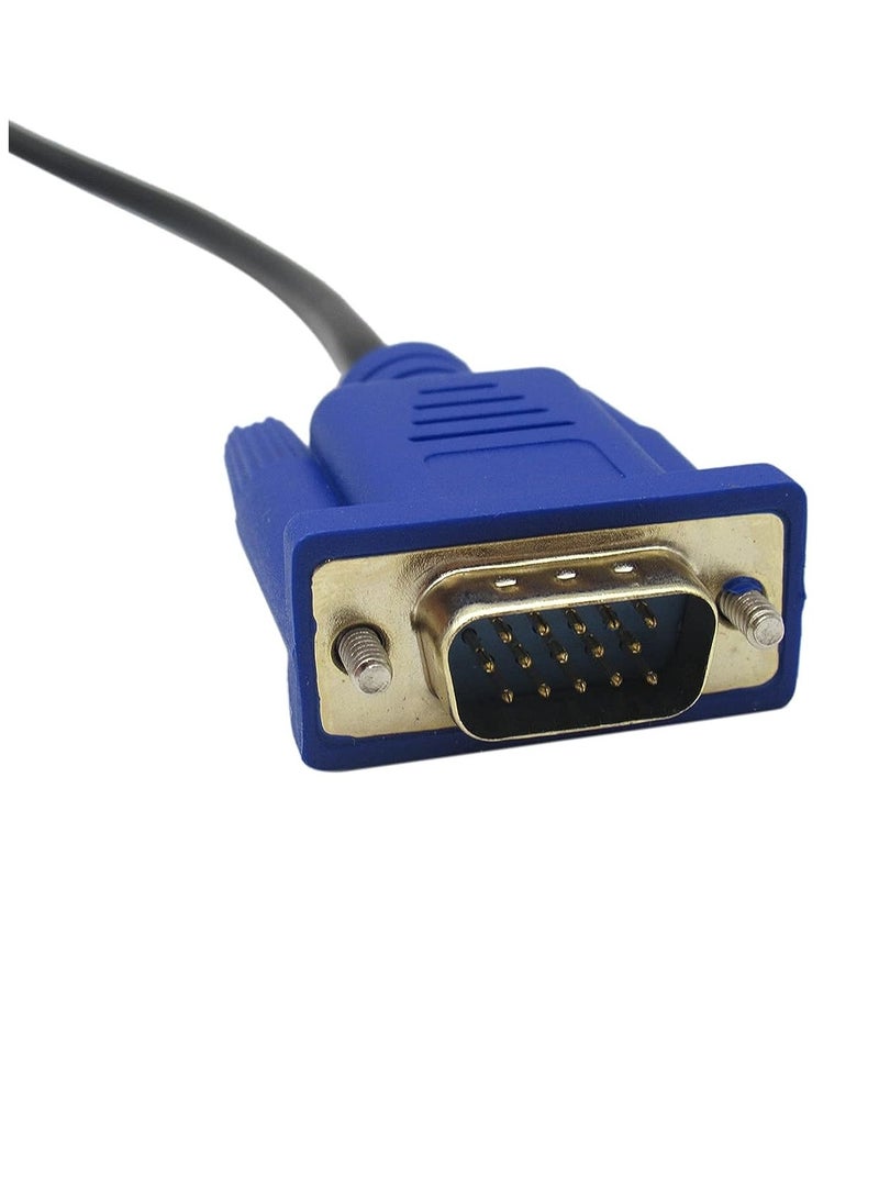 كابل محول HDMI إلى VGA 6 أقدام / 1.8m مطلي بالذهب 1080P HDMI ذكر إلى VGA ذكر سلك محول الفيديو النشط للكمبيوتر المحمول مشغل DVD كمبيوتر محمول جهاز عرض تلفزيوني إلخ - Image 3