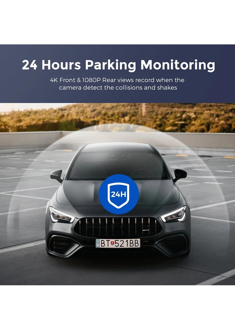 SYOSI - 4K Dash Cam Car Camera Front Rear Dash Camera for Cars 2 Channels Dual Lens Ultra Wide Angle Dashcams with Night Vision WiFi Control Gravity Induction 24 Hours Parking Mode Loop Recording WDR - Image 1