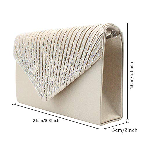 Groupcow New Ladies Evening Handbags Bridal Wedding Bag Handbag (Apricot) - Image 2