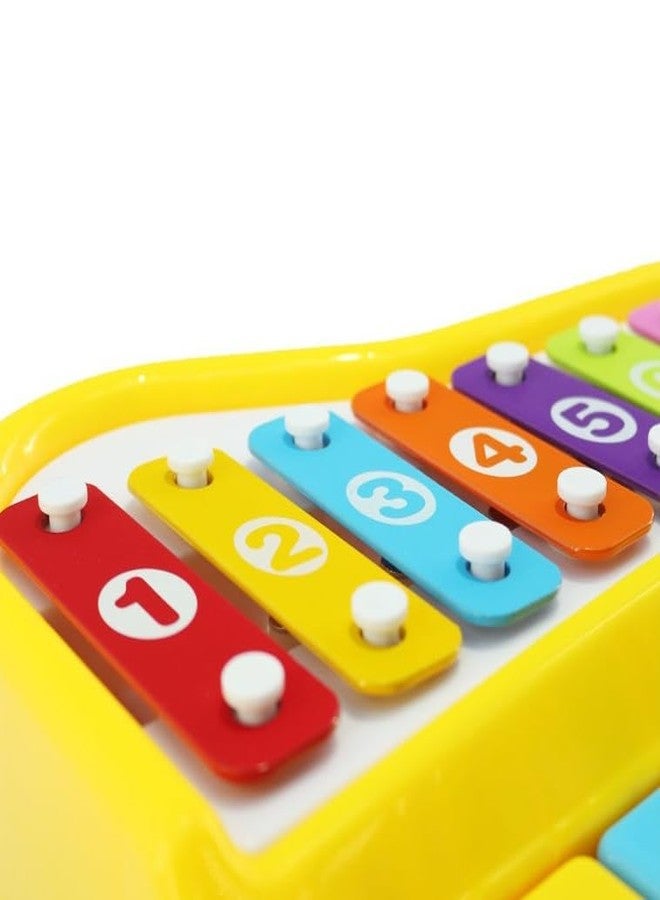 Globular Xylophone 2 in 1 Premium Quality Mini Piano Toy for Toddlers 1-3 Years Old ABS Plastic Non Toxic 8 Key with 2 Sticks Musical Learning Instruments Toy for Girls Boys - Assorted Color - Image 5