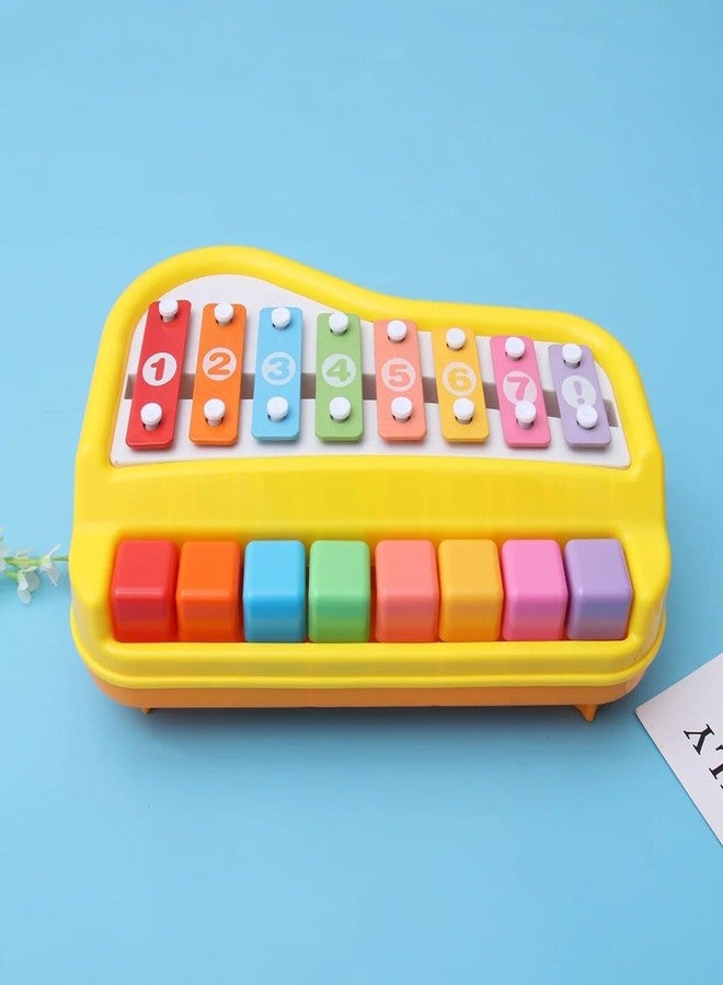 Globular Xylophone 2 in 1 Premium Quality Mini Piano Toy for Toddlers 1-3 Years Old ABS Plastic Non Toxic 8 Key with 2 Sticks Musical Learning Instruments Toy for Girls Boys - Assorted Color - Image 1