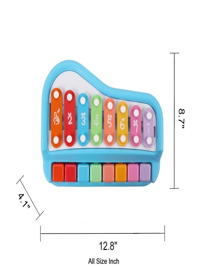 Globular Xylophone 2 in 1 Premium Quality Mini Piano Toy for Toddlers 1-3 Years Old ABS Plastic Non Toxic 8 Key with 2 Sticks Musical Learning Instruments Toy for Girls Boys - Assorted Color - Image 3