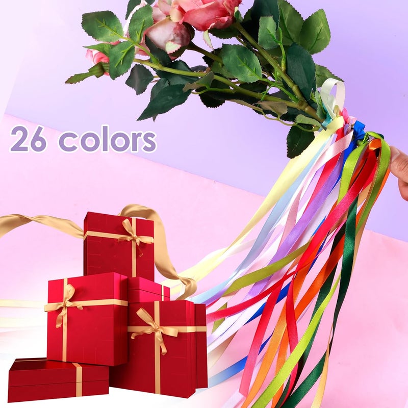 windforgecraft 26 Colors Double Face Fabric Satin Ribbon 25 Yards 26 Rolls (10mm Wide) Polyester Satin Ribbon Fabric Ribbon Craft Ribbon for Girl Hair Bow Gift Wrapping Ribbon for Presents Wedding Party Bows Craft - Image 4