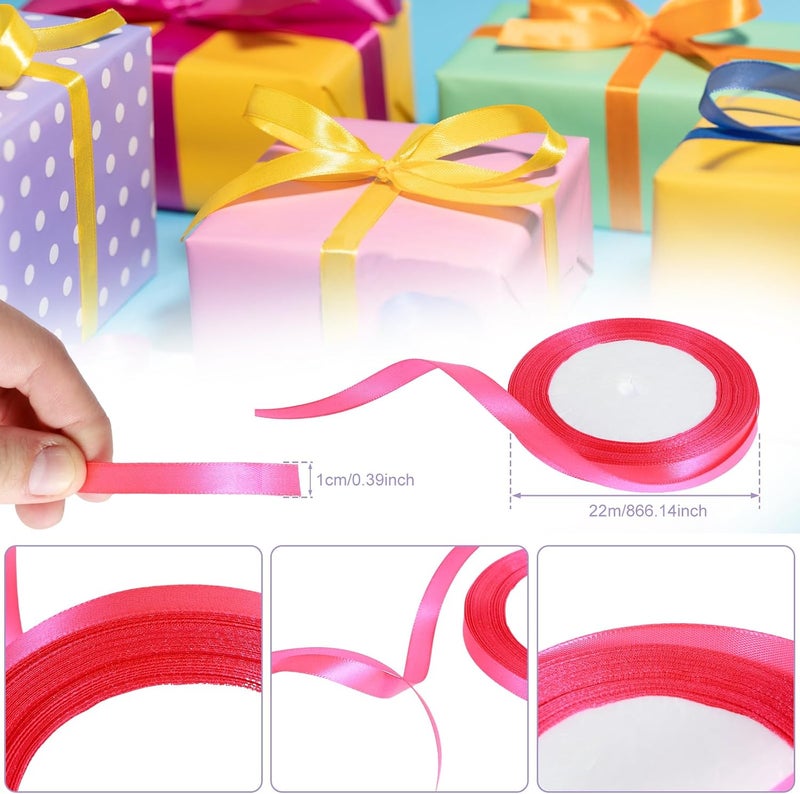 windforgecraft 26 Colors Double Face Fabric Satin Ribbon 25 Yards 26 Rolls (10mm Wide) Polyester Satin Ribbon Fabric Ribbon Craft Ribbon for Girl Hair Bow Gift Wrapping Ribbon for Presents Wedding Party Bows Craft - Image 5