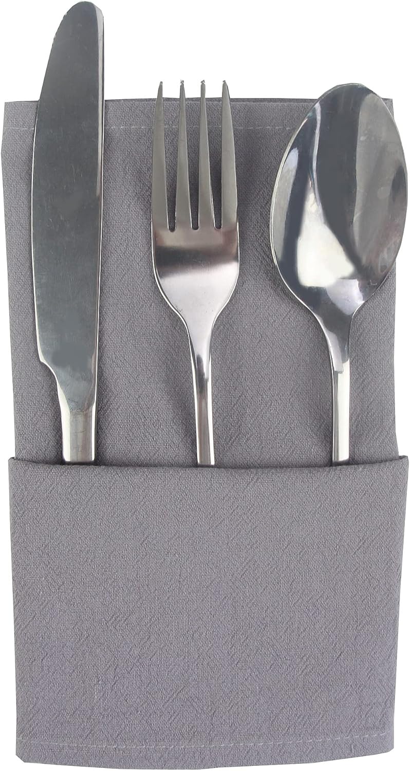 INFEI Plain Color Dinner Cloth Napkins Set of 12 169 x 169 Inches Reusable Cotton Kitchen Table Napkin for Cocktail Parties Weddings Hotel  Home Use Grey - Image 3