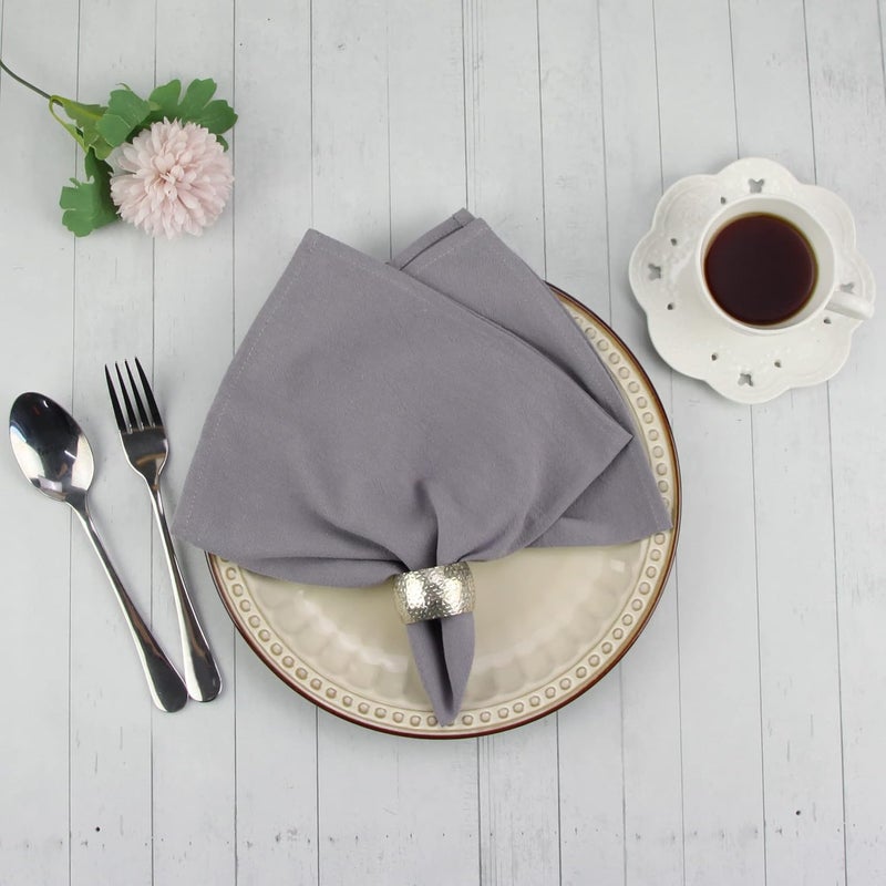 INFEI Plain Color Dinner Cloth Napkins Set of 12 169 x 169 Inches Reusable Cotton Kitchen Table Napkin for Cocktail Parties Weddings Hotel  Home Use Grey - Image 5