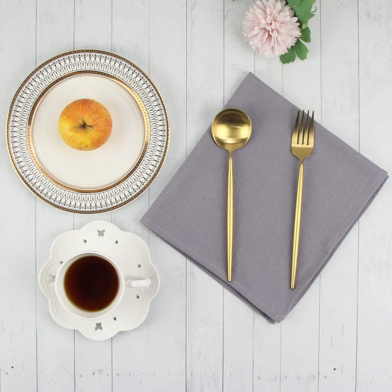 INFEI Plain Color Dinner Cloth Napkins Set of 12 169 x 169 Inches Reusable Cotton Kitchen Table Napkin for Cocktail Parties Weddings Hotel  Home Use Grey - Image 4