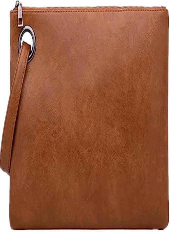 DIHKLCIO J-BgPink Evening Bags Purse Envelop Clutch Chain Shoulder Womens Wristlet Handbag Foldover Pouch, Brown, Large - Image 1