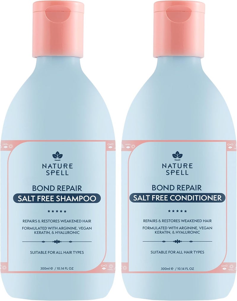 Nature Spell Bond Repair Haircare Duo Prevents Damage and Restores Hair Structure Includes Shampoo and Conditioner Vegan Pack of 2 300ml Each