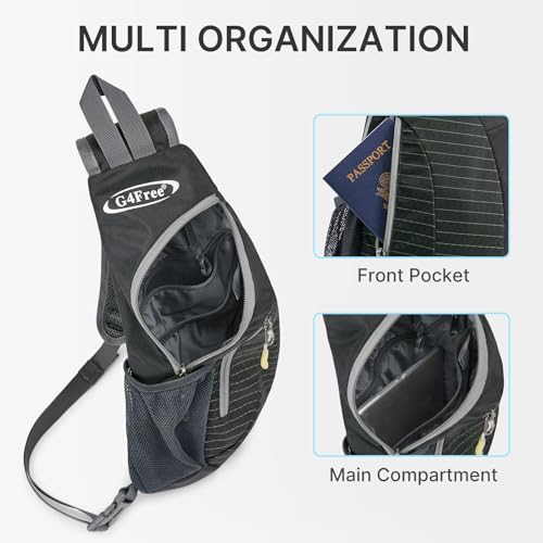 G4Free Sling Bag for Men Women, Small Crossbody Backpack Lightweight Chest Shoulder Bags for Travel, Outdoor and Sports (Black) - Image 3