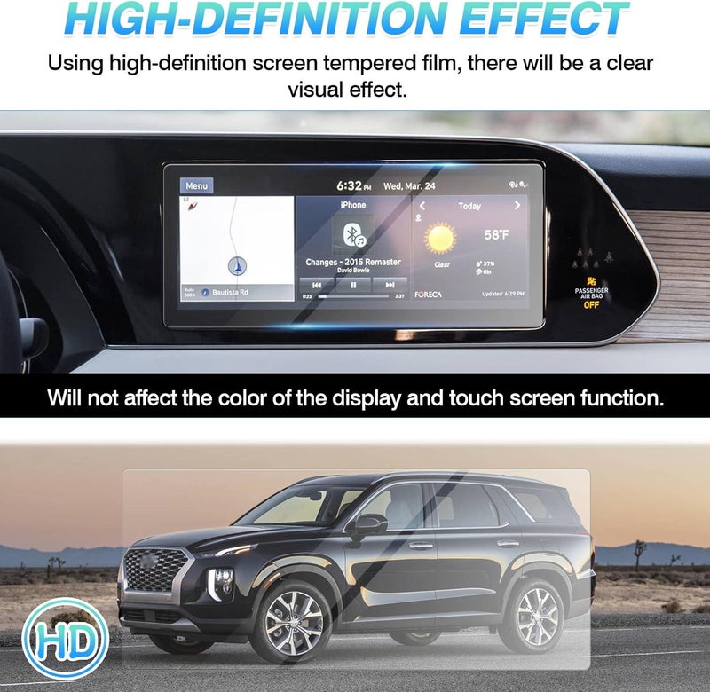 Autorder Tempered Glass Screen Protector for 2020-2022 Hyundai Palisade 10.25-Inch Navigation Touchscreen - Image 3