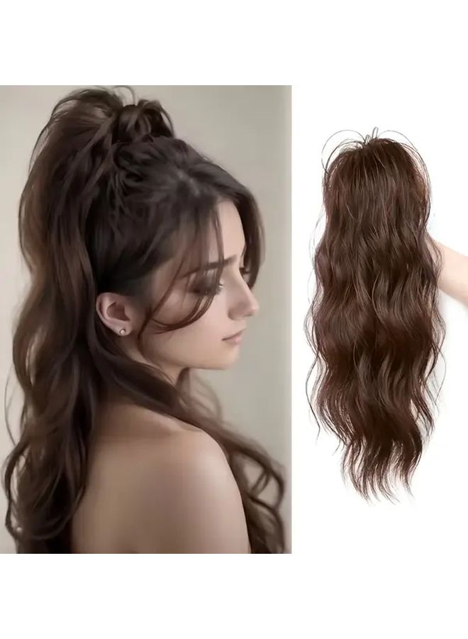 ذيل حصان صناعي مموج بني فاتح بطول 14 بوصة مع مشبك مخالب - Image 2