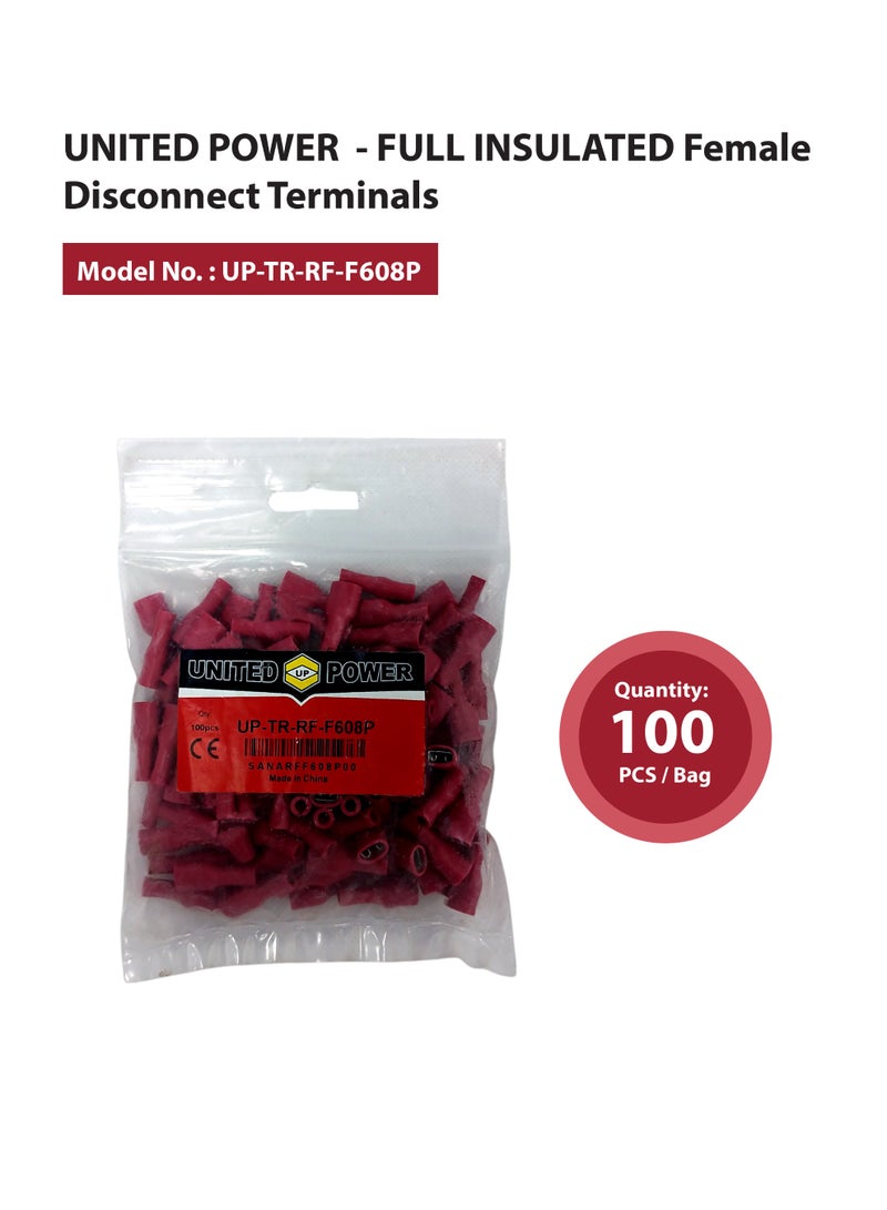 UNITED POWER Fully Insulated Female Disconnect Terminals, AWG Crimp Connectors, Electrical Spade Terminals - Image 4