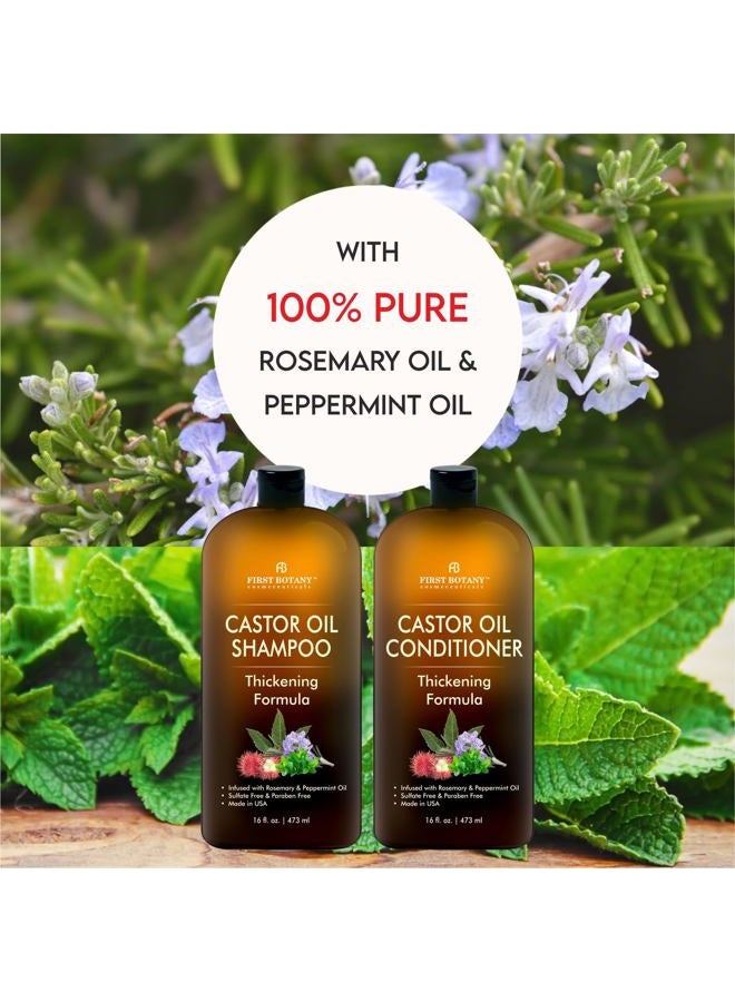 First Botany Castor Oil Shampoo and Conditioner - An Anti Hair Loss Set Thickening formula For Hair Regrowth, Anti Thinning Sulfate Free For Men & Women Anti Dandruff Treatment - 16 oz - Image 3