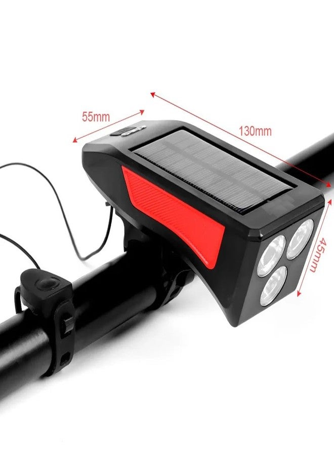 XIBO Cycling Headlamp Solar Bicycle Light with Horn Mountain Bike Headlight 3LED Waterproof Head Lamp USB Charging 3 Mode Flashlight for Night-Riding Cycling (Multicolor) - Image 2