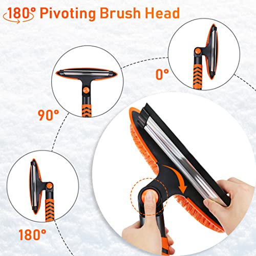 JAMIEWIN 41" Long Handle Ice Scraper and Snow Brush for Car Windshield, Extendable Car Snow Scraper and Brush with Squeegee & Ergonomic Foam Grip Snow Remover for Car Trucks SUVs - Image 5