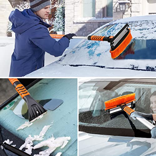 JAMIEWIN 41" Long Handle Ice Scraper and Snow Brush for Car Windshield, Extendable Car Snow Scraper and Brush with Squeegee & Ergonomic Foam Grip Snow Remover for Car Trucks SUVs - Image 2