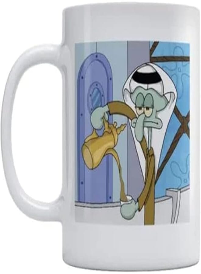 RYN Squidward Tentacles Printed Mug White/Blue/Brown 350ml