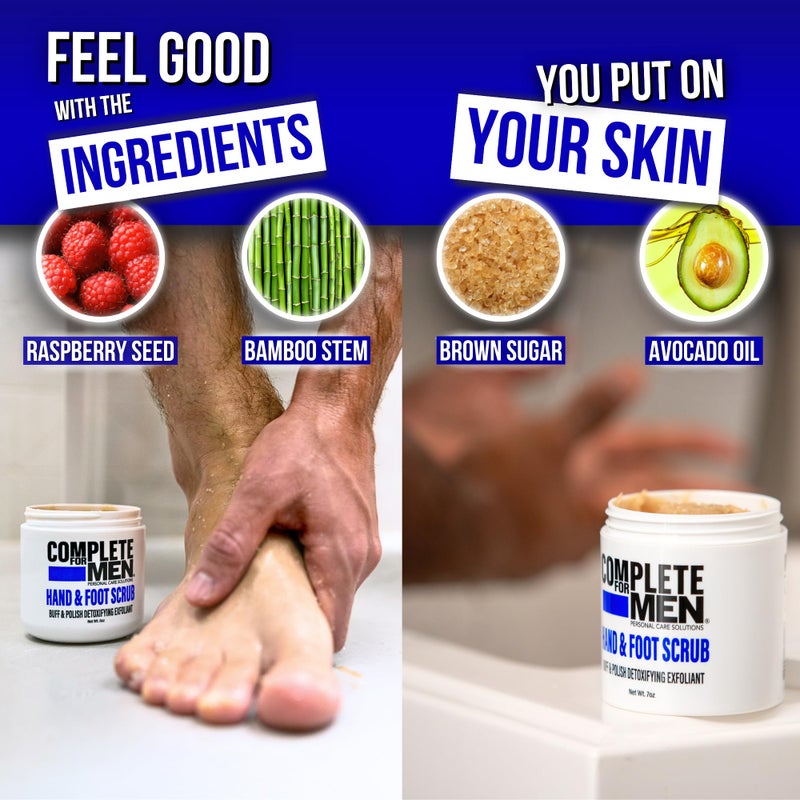 COMPLETE FOR MEN - Hand and Foot Scrub: Exfoliating Feet, Hand Exfoliant, Sugar Scrub for Dry Skin, Moisturizing Rough Skin Remover, Ideal for Hands and Feet Care, Scrub for Men - Image 5